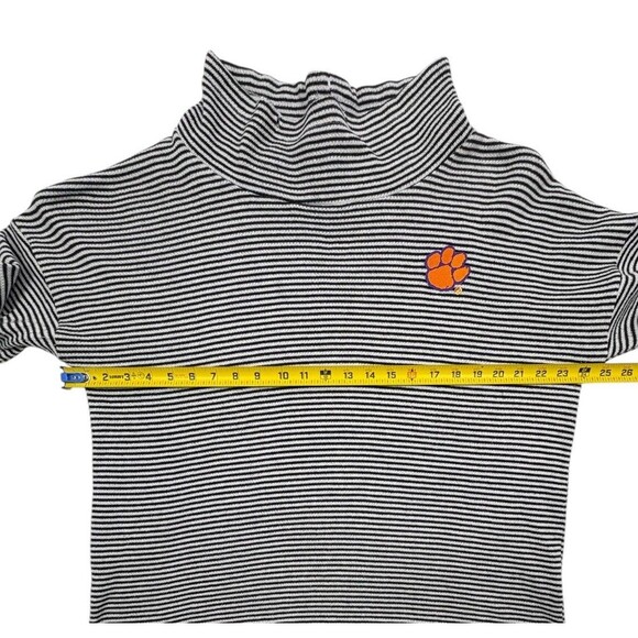 Clemson Tigers Striped Mock Neck Paw Logo Top XXL Gameday Couture Black White - Picture 8 of 11
